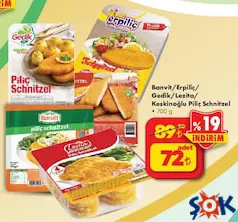 BANVİT/ERPİLİÇ/GEDİK/LEZİTA/KESKİNOĞLU PİLİÇ SCHNİTZEL ŞİNİTZEL 700 G BANVİT/ERPİLİÇ/GEDİK/LEZİTA/KESKİNOĞLU PİLİÇ SCHNİTZEL ŞİNİTZEL 700 G